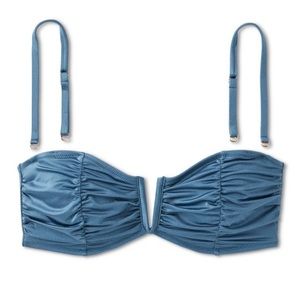 Women's V-Wire Shirred Bandeau Bikini Top -
Shade & Shore Blue Shine 38DD